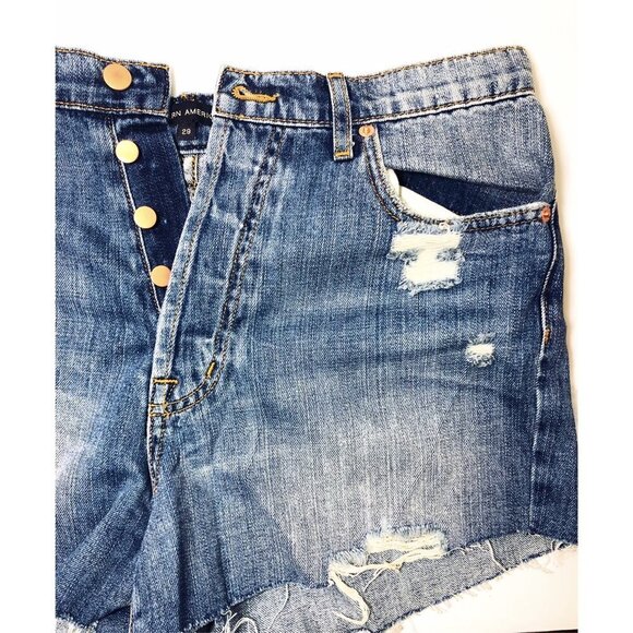 Modern American Womens High Rise Distressed Button Fly Jean Shorts Sz 29 New - Picture 3 of 7